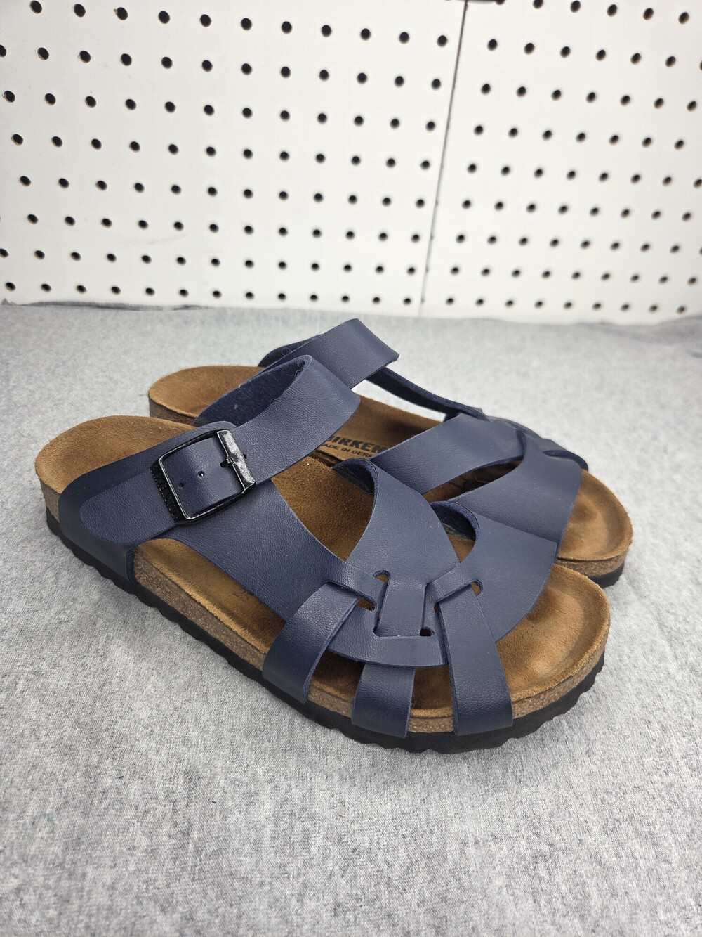 Birkenstock Pisa Womens 36 US 5 Navy Blue Leather Fisherman Sandals NEW